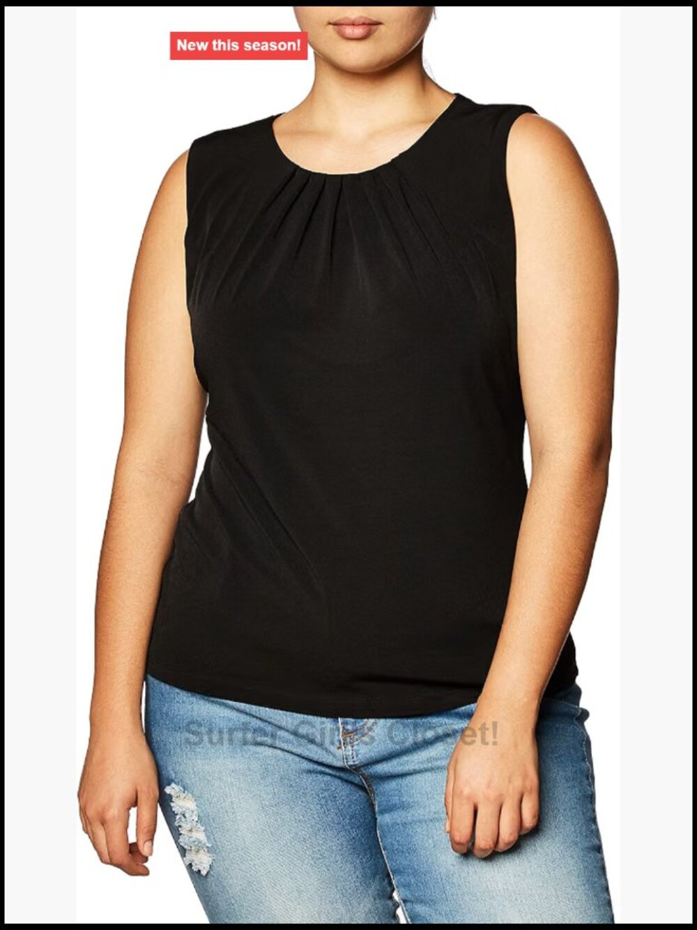 Sleeveless Pleat Neck Cami Blouse Jersey Stretch Pull On